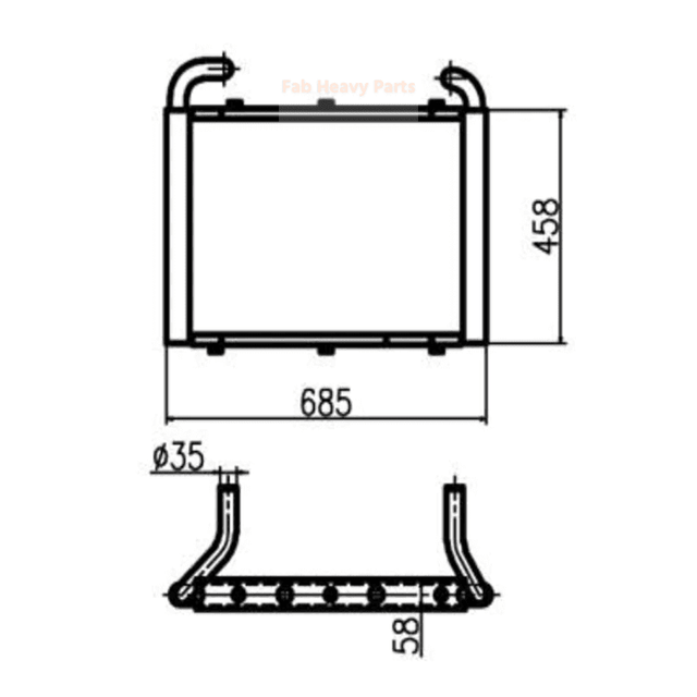 For Hyundai Excavator R60 - 9 Hydraulic Oil Cooler - Fab Heavy Parts