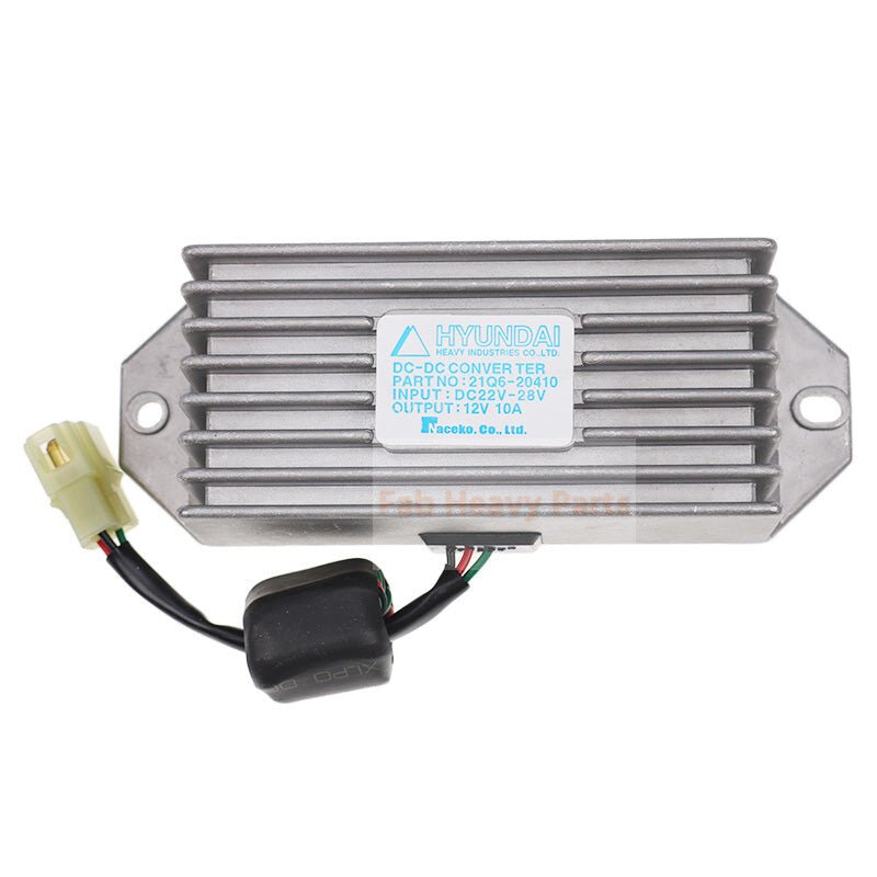 For Hyundai R225LC - 9T R215 - 9 R385 - 9 R250LC - 9 DC 22V - 28V to DC 12V 10A Converter Regulator 21Q6 - 20410 - Fab Heavy Parts