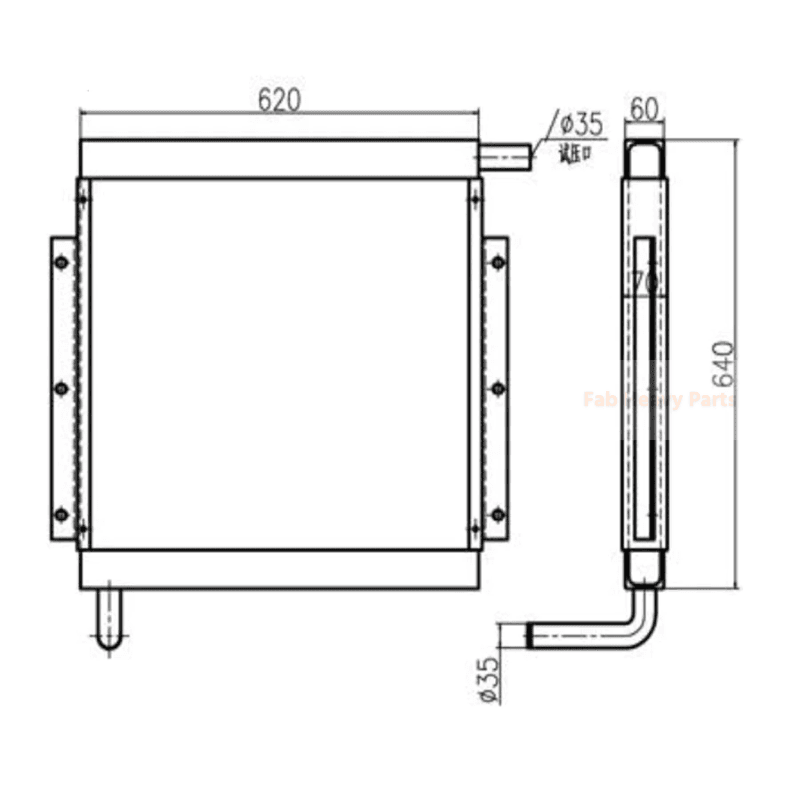 For Kato Excavator HD400 - 7 HD400V2 HD450 Hydraulic Oil Cooler - Fab Heavy Parts