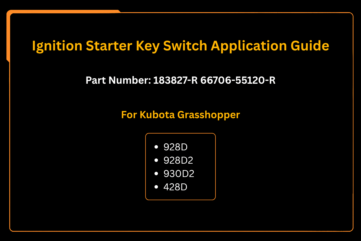 For Kubota Grasshopper 928D 928D2 930D2 428D Ignition Starter Key Switch - Fab Heavy Parts