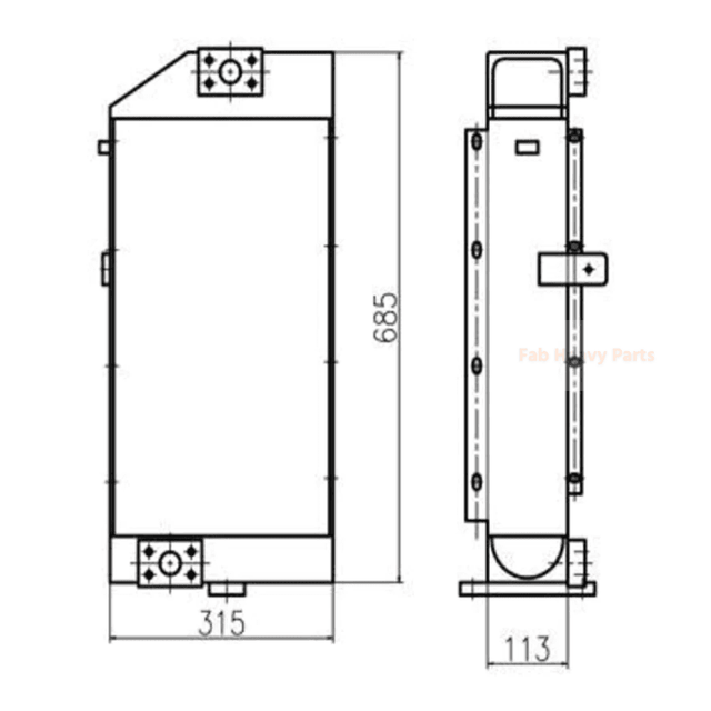 For Yuchai YC85 - 8 Hydraulic Oil Cooler - Fab Heavy Parts