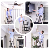 Four Step Ladder Folding Stool Wide Anti Slip Pedal Steel - Black - Fab Heavy Parts