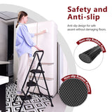 Four Step Ladder Folding Stool Wide Anti Slip Pedal Steel - Black - Fab Heavy Parts
