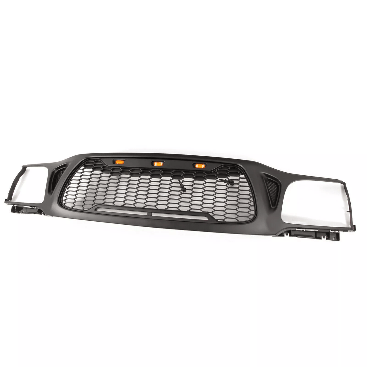 Front Grille Fits for Tacoma 2001 2002 2003 2004 With Amber LED Accent Lights Matte Black - Fab Heavy Parts