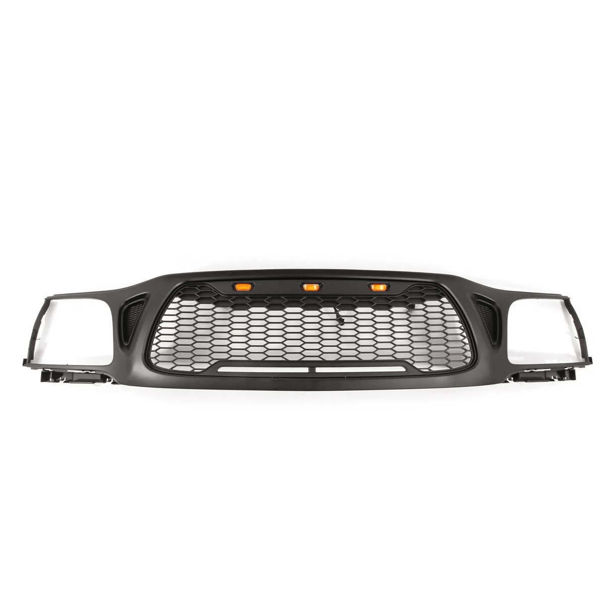 Front Grille Fits for Tacoma 2001 2002 2003 2004 With Amber LED Accent Lights Matte Black - Fab Heavy Parts
