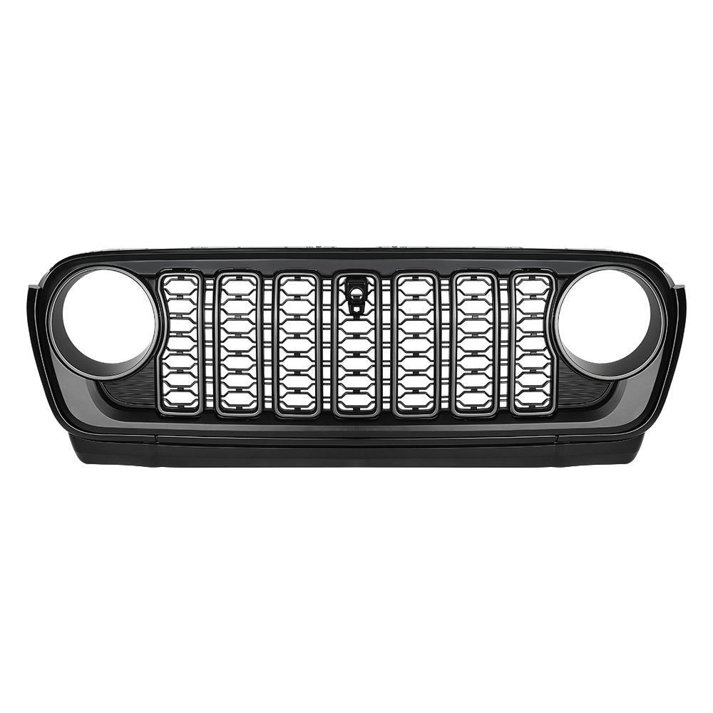 Front Mesh Grille Grid Grill for 2018 - 2024 Jeep Wrangler Rubicon Sahara Sport JL/JT Grill With Camera Hole Plastic - Fab Heavy Parts
