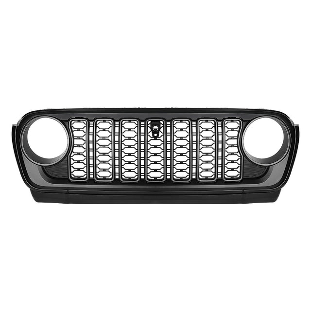 Front Mesh Grille Grid Grill for 2018 - 2024 Jeep Wrangler Rubicon Sahara Sport JL/JT Grill With Camera Hole Plastic - Fab Heavy Parts