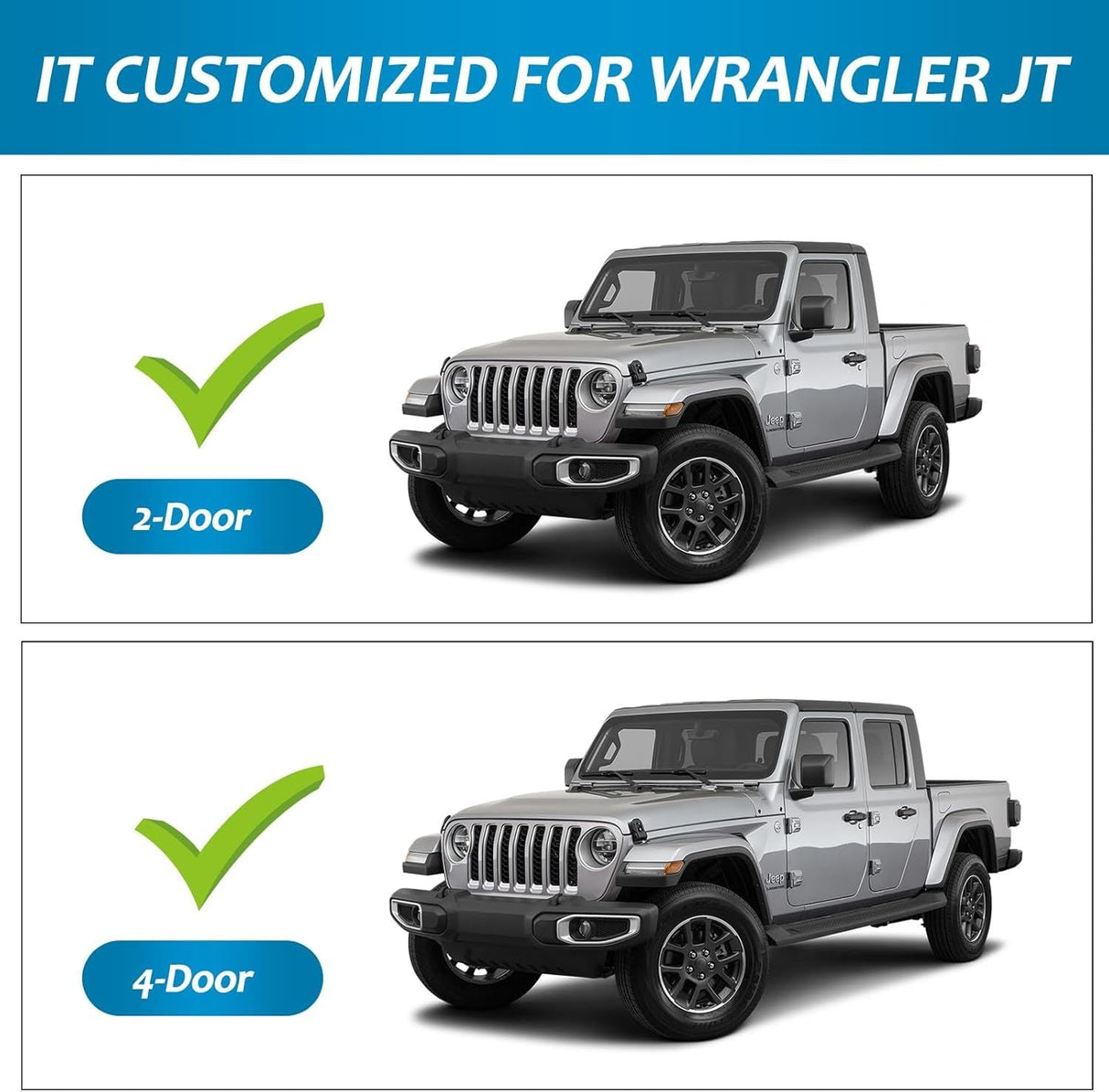Front & Rear Fenders Fits for 2020 - 2024 Jeep Wrangler Gladiator JT Sport & Willys (Fit JT Original Low Fender) - Fab Heavy Parts