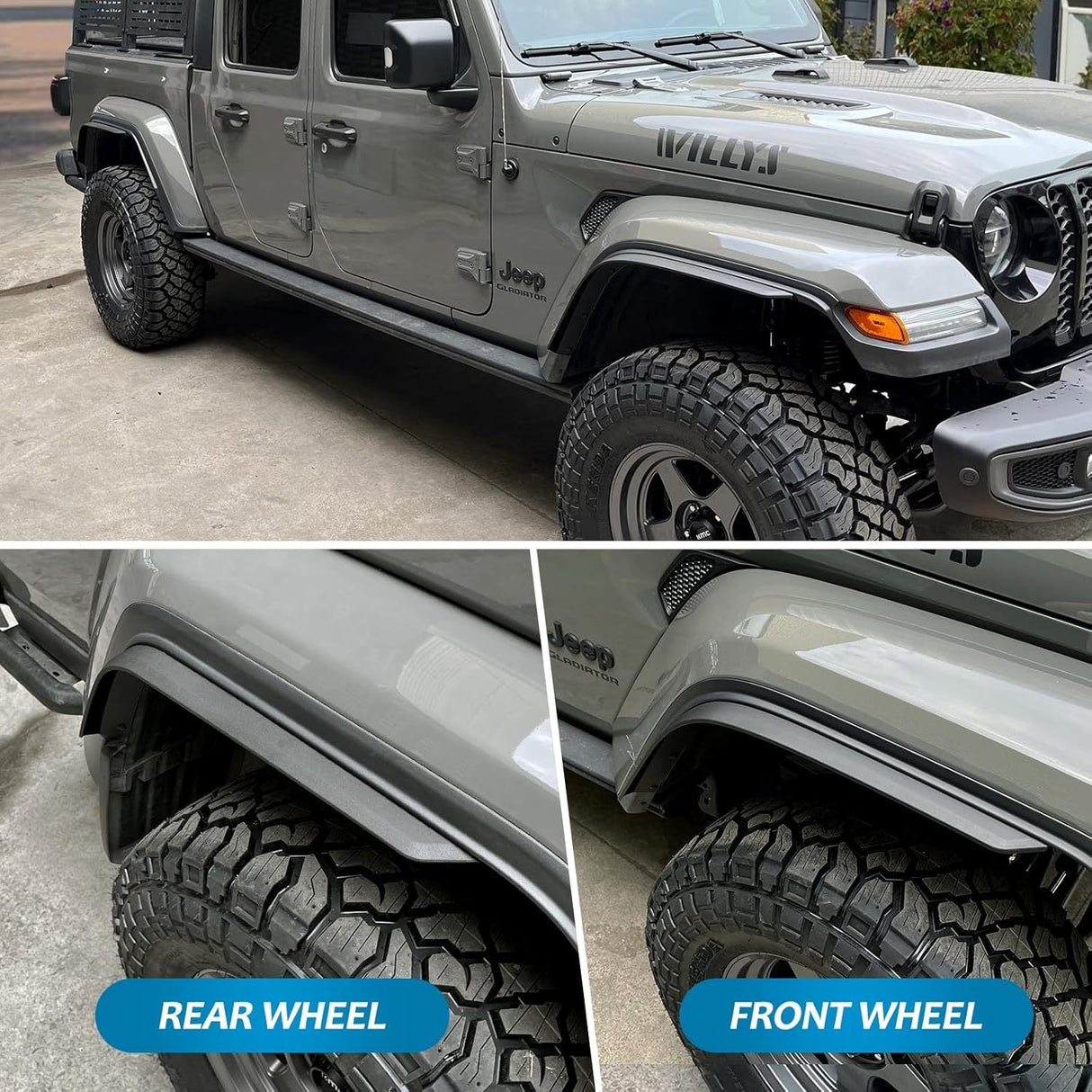 Front & Rear Fenders Fits for 2020 - 2024 Jeep Wrangler Gladiator JT Sport & Willys (Fit JT Original Low Fender) - Fab Heavy Parts