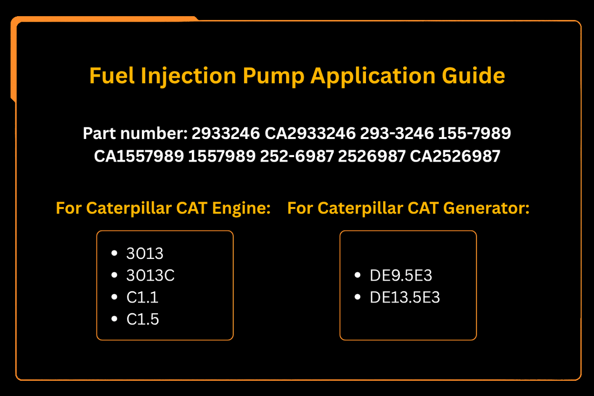 Fuel Injection Pump 2933246 293 - 3246 Fits for Caterpillar CAT 3013 3013C C1.1 C1.5 DE9.5E3 DE13.5E3 - Fab Heavy Parts