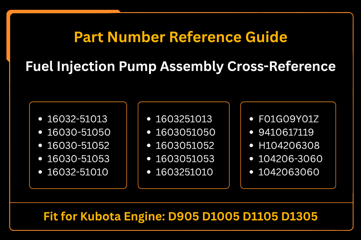 Fuel Injection Pump Assembly 16032 - 51013 Fit for Kubota Engine D905 D1005 D1105 D1305 - Fab Heavy Parts
