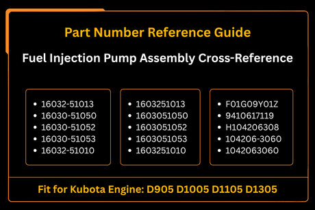 Fuel Injection Pump Assembly 16032 - 51013 Fit for Kubota Engine D905 D1005 D1105 D1305 - Fab Heavy Parts