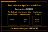 Fuel Injector 6692368 for Kubota Engine V3800DIT Aftermarket Replacement For Bobcat A770 S330 S770 T320 T770 - Fab Heavy Parts