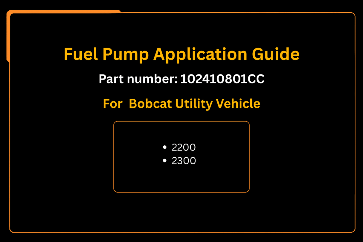 Fuel Pump 102410801CC Aftermarket Replacement For Bobcat Utility Vehicle 2200 2300 - Fab Heavy Parts