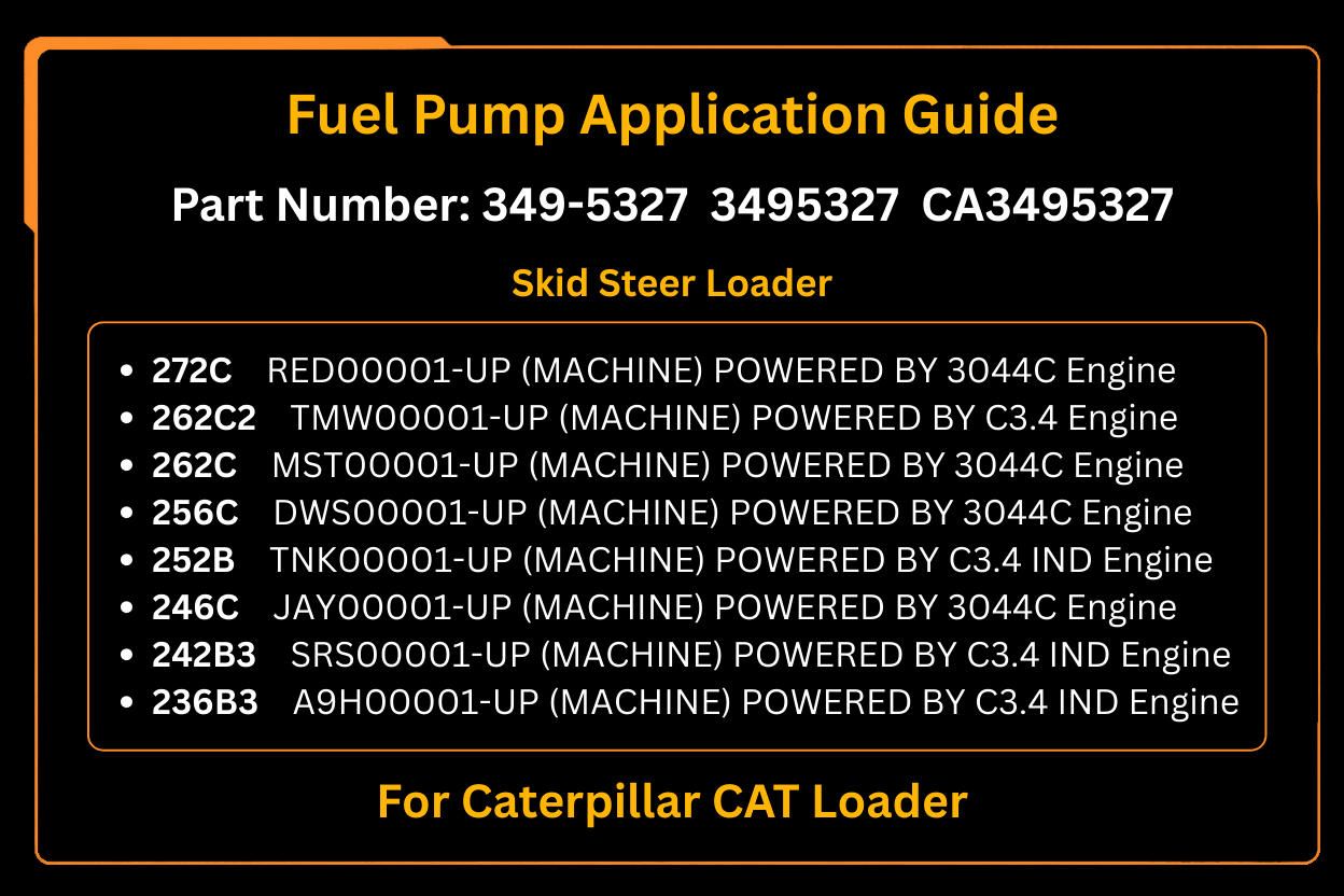 Fuel Pump 349 - 5327 3495327 Fits for Caterpillar CAT Loader 299C 289C 279C 277C 259B3 256C 246C Engine 3044C C3.4 - Fab Heavy Parts