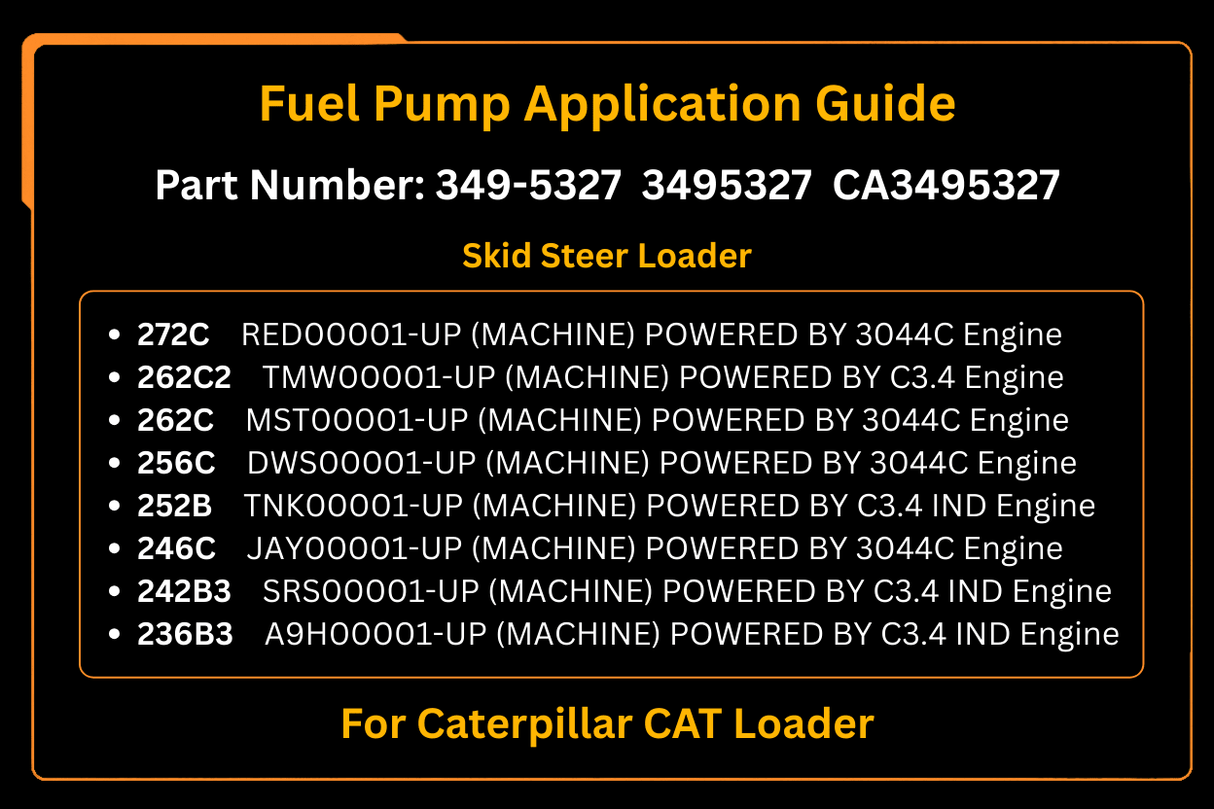 Fuel Pump 349 - 5327 3495327 Fits for Caterpillar CAT Loader 299C 289C 279C 277C 259B3 256C 246C Engine 3044C C3.4 - Fab Heavy Parts