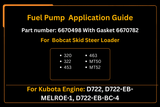 Fuel Pump 6670498 With Gasket 6670782 for Kubota Engine D722 Aftermarket Replacement For Bobcat Skid Steer Loader 320 322 453 463 MT50 MT52 - Fab Heavy Parts