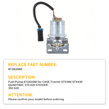 Fuel Pump 87282080 Fits for CASE Tractor STX380 STX430 QUADTRAC 370 420 STEIGER 350 620 - Fab Heavy Parts