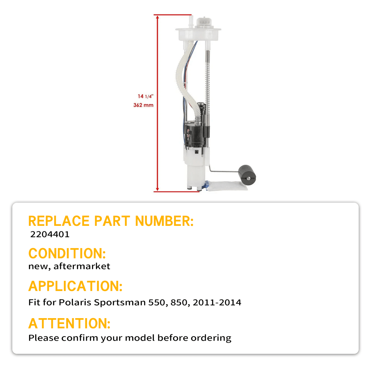 Fuel Pump Assembly 2204401 Fits for Polaris Sportsman 550 850 2011 - 2014 - Fab Heavy Parts