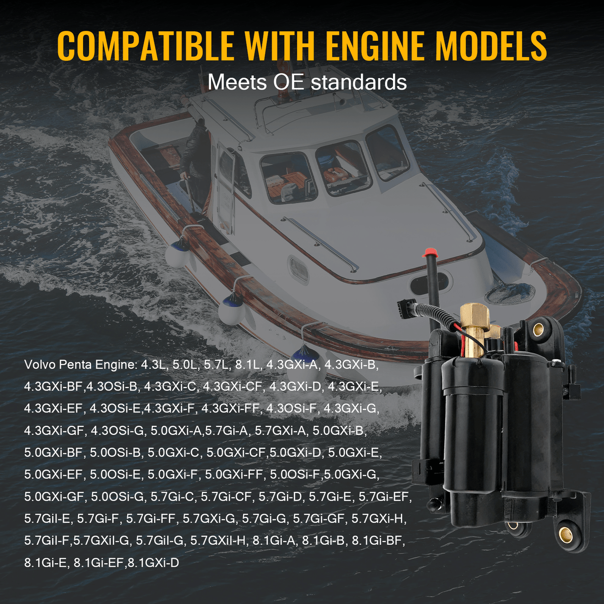 Fuel Pump Assembly 3594444 21545138 21397771 for Volvo Penta Engine 4.3L 5.0L 5.7L 8.1L - Fab Heavy Parts