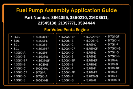 Fuel Pump Assembly 3594444 21545138 21397771 for Volvo Penta Engine 4.3L 5.0L 5.7L 8.1L - Fab Heavy Parts