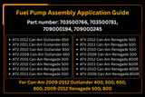 Fuel Pump Assembly 703500766 703500781 709000194 709000245 Fits for Can - Am 2009 - 2012 Outlander 400 500 650 800 2009 - 2012 Renagade 500 800 - Fab Heavy Parts