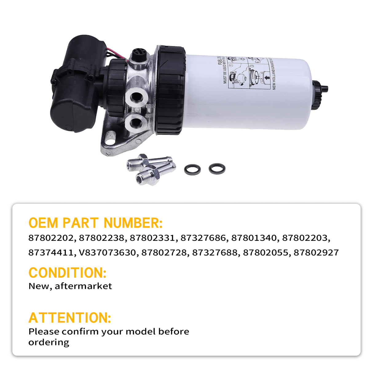 Fuel Pump Filter 87802238 Fits for Ford New Holland LS180 LS190 LX865 LX985 - Fab Heavy Parts