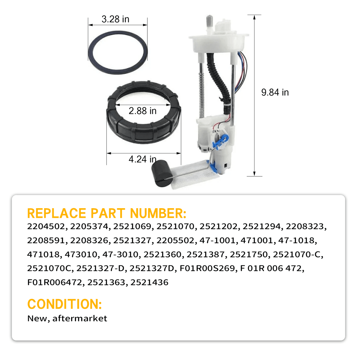 Fuel Pump Module Assembly 2208323 for Polaris UTV RZR 4 900 XP 1000 4 1000 - Fab Heavy Parts