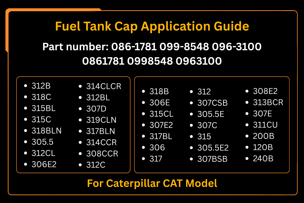 Fuel Tank Cap Fits for CAT Caterpillar 200B 311 313 307 308 120 240 315 318 306 317 314 Excavator - Fab Heavy Parts