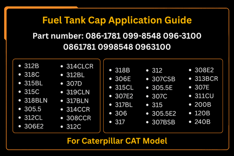 Fuel Tank Cap Fits for CAT Caterpillar 200B 311 313 307 308 120 240 315 318 306 317 314 Excavator - Fab Heavy Parts