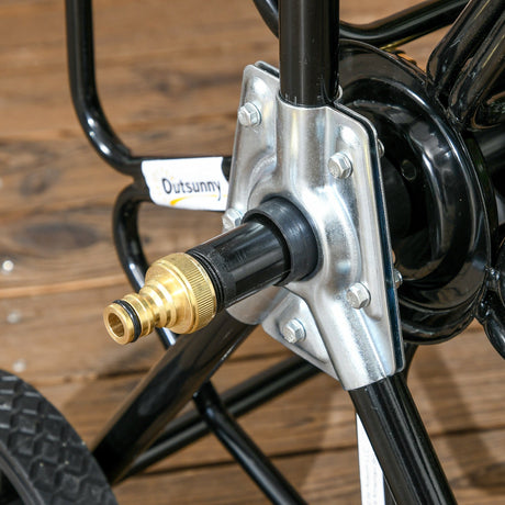 Garden Portable Water Hose Reel Cart Hold Up to 98' of 5/8" Hose (Hose Not Included) with Wheels - Black - Fab Heavy Parts