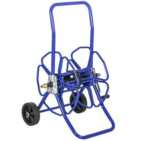 Garden Portable Water Hose Reel Cart Hold Up to 98' of 5/8" Hose (Hose Not Included) with Wheels - Blue - Fab Heavy Parts