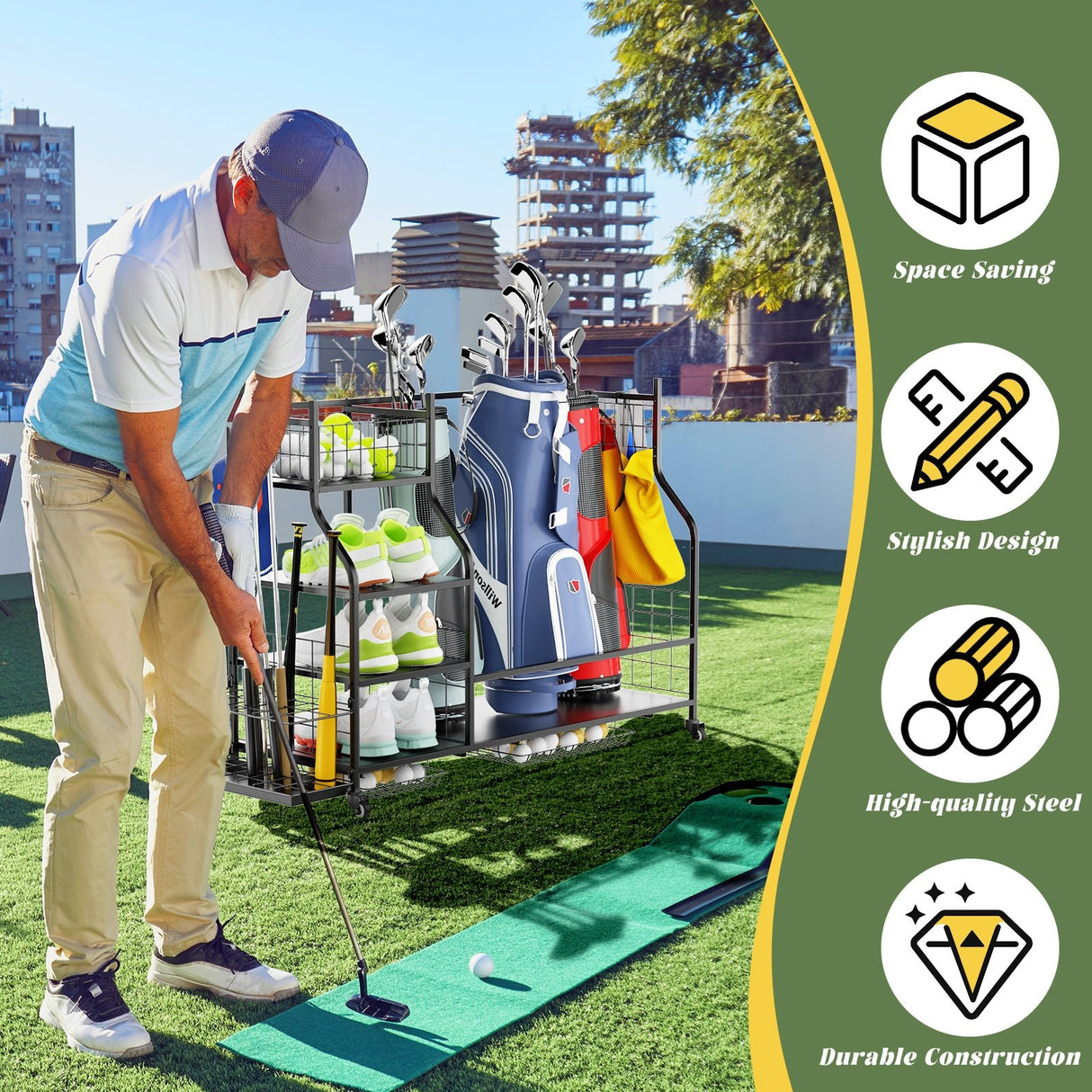 Golf Bag Storage Garage Organizer Golf Club Bag Storage Rack - Fab Heavy Parts