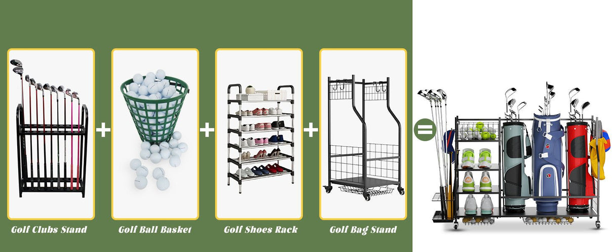 Golf Bag Storage Garage Organizer Golf Club Bag Storage Rack - Fab Heavy Parts