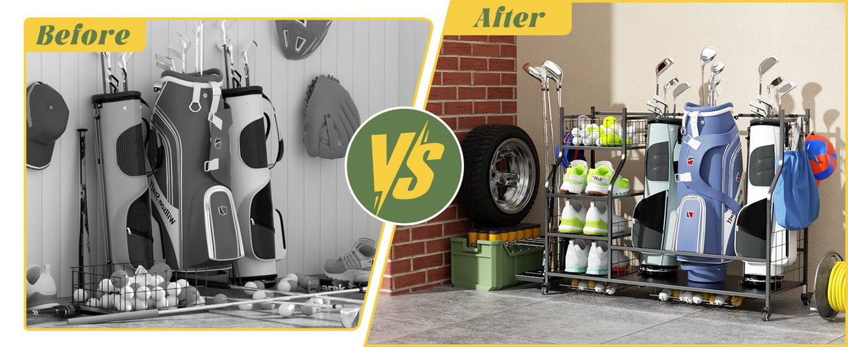 Golf Bag Storage Garage Organizer Golf Club Bag Storage Rack - Fab Heavy Parts