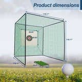Golf Practice Net Cage 10x10x10FT with Metal Frame Hitting Net Kit Indoor Outdoor Black - Green - Fab Heavy Parts