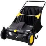 Hand Push Lawn Sweeper 21 Inch Leaf & Grass Collector 3.5 cu. ft Hopper Bag Capacity with Adjustable Brush Height - Fab Heavy Parts