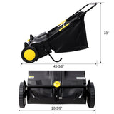Hand Push Lawn Sweeper 21 Inch Leaf & Grass Collector 3.5 cu. ft Hopper Bag Capacity with Adjustable Brush Height - Fab Heavy Parts