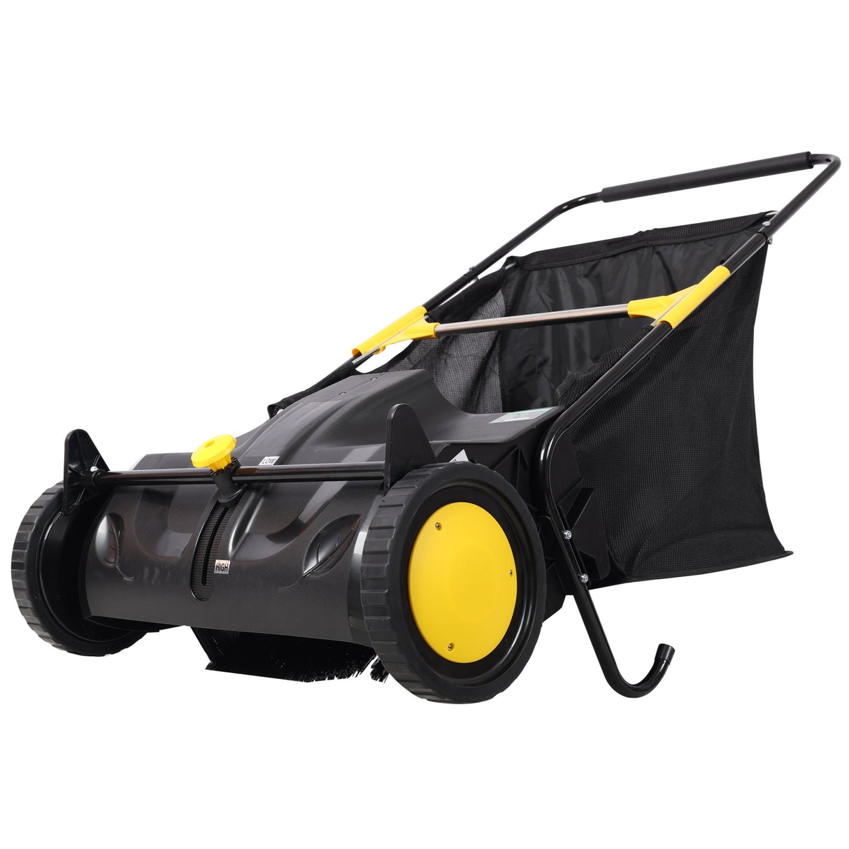 Hand Push Lawn Sweeper 21 Inch Leaf & Grass Collector 3.5 cu. ft Hopper Bag Capacity with Adjustable Brush Height - Fab Heavy Parts