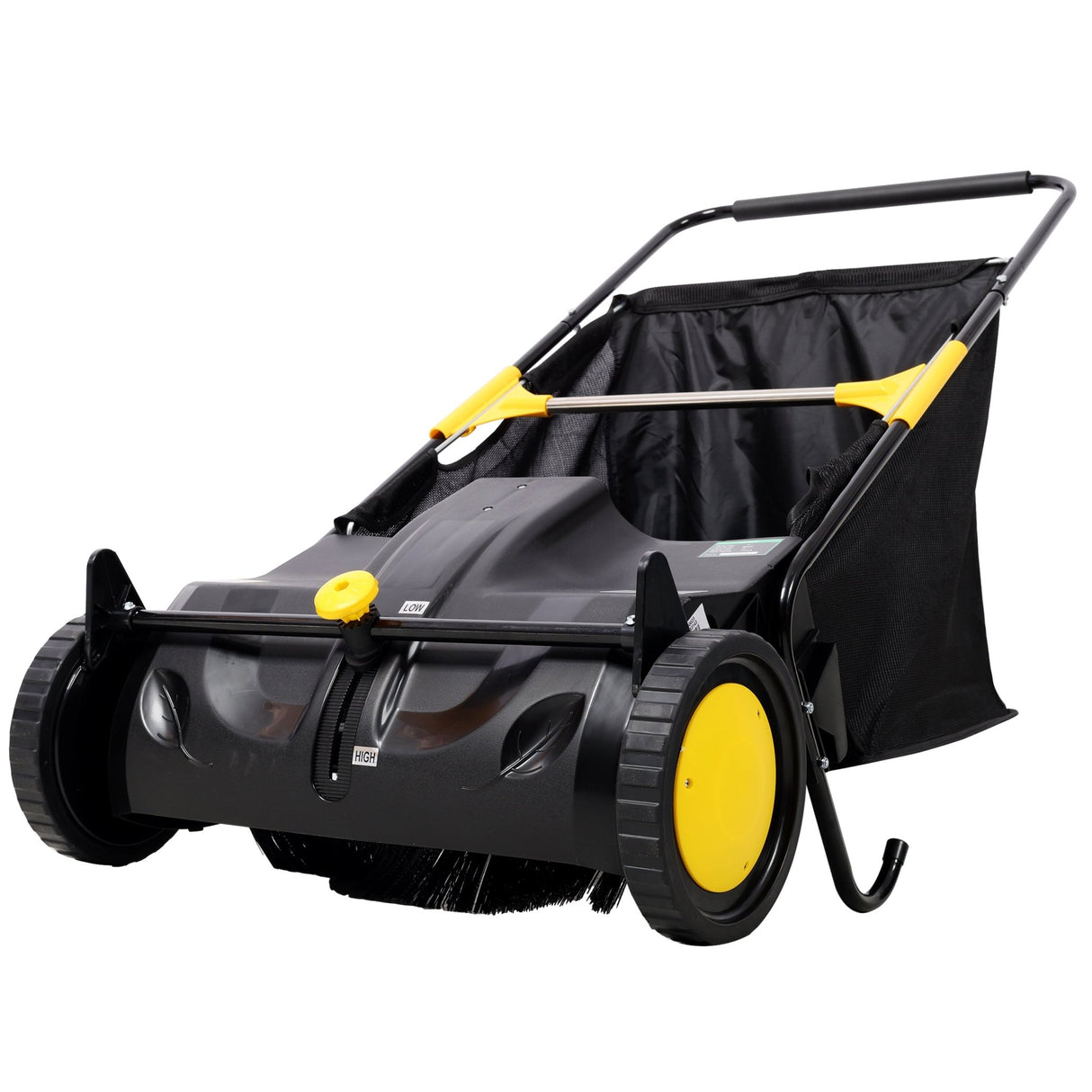 Hand Push Lawn Sweeper 21 Inch Leaf & Grass Collector 3.5 cu. ft Hopper Bag Capacity with Adjustable Brush Height - Fab Heavy Parts