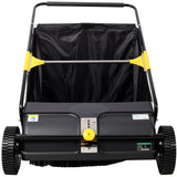 Hand Push Lawn Sweeper 26 Inch Leaf & Grass Collector 7 cu. ft Hopper Bag Capacity with Adjustable Brush Height - Fab Heavy Parts