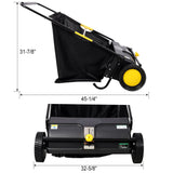 Hand Push Lawn Sweeper 26 Inch Leaf & Grass Collector 7 cu. ft Hopper Bag Capacity with Adjustable Brush Height - Fab Heavy Parts