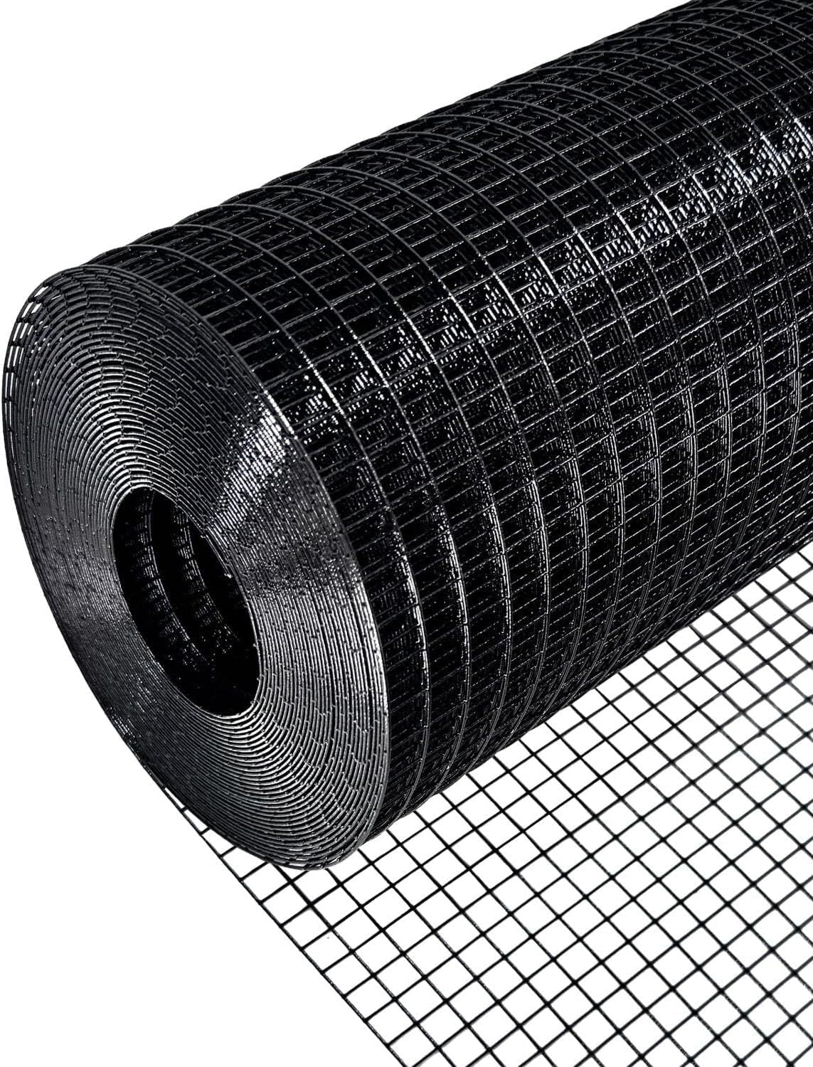Hardware Cloth 5 ft × 100 ft 19 Gauge 1/2 inch Black PVC Vinyl Coated Welded Wire Fence Poultry Netting Chicken Coop Cover Wire Fencing Black PVC Wire Mesh - Fab Heavy Parts