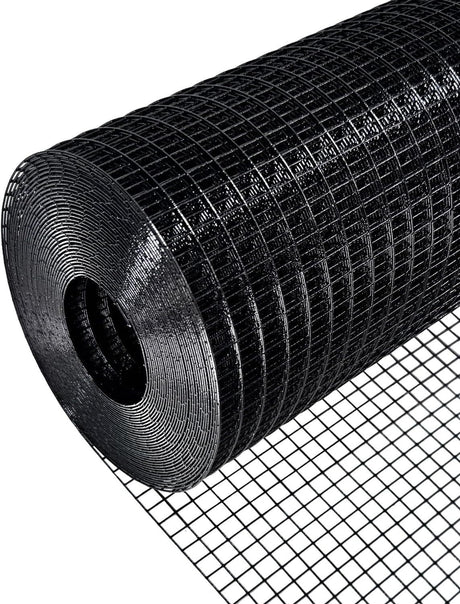 Hardware Cloth 5 ft × 50 ft 19 Gauge 1/2 inch Black PVC Vinyl Coated Welded Wire Fence Poultry Netting Chicken Coop Cover Wire Fencing Black PVC Wire Mesh - Fab Heavy Parts
