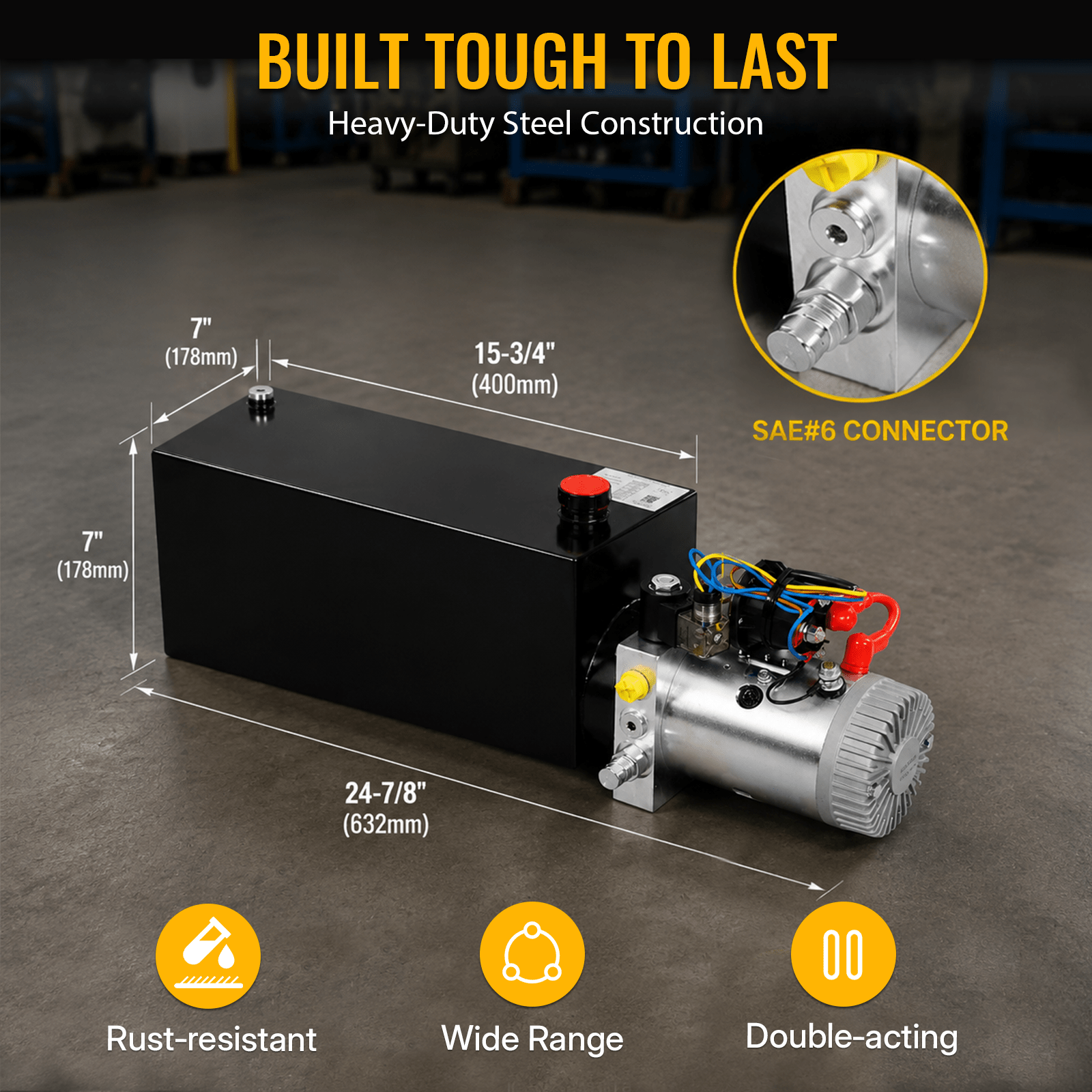 Heavy Duty 12V DC Hydraulic Power Unit 12 Quart Steel Tank Hydraulic Pump for Dump Trailer Lift Gate Wood Splitter Aerial Work Platform and Small Lifting Equipment with Remote Control - Fab Heavy Parts