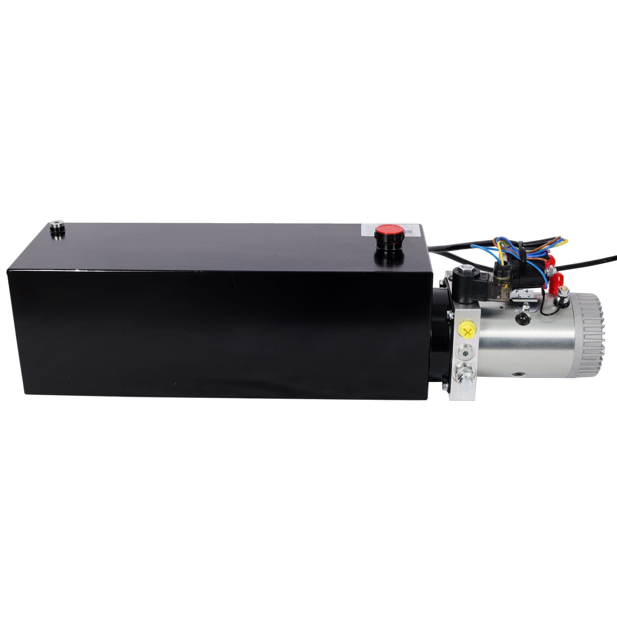 Heavy Duty 12V DC Hydraulic Power Unit 15 Quart Steel Tank Hydraulic Pump for Dump Trailer Lift Gate Wood Splitter Aerial Work Platform and Small Lifting Equipment with Remote Control - Fab Heavy Parts