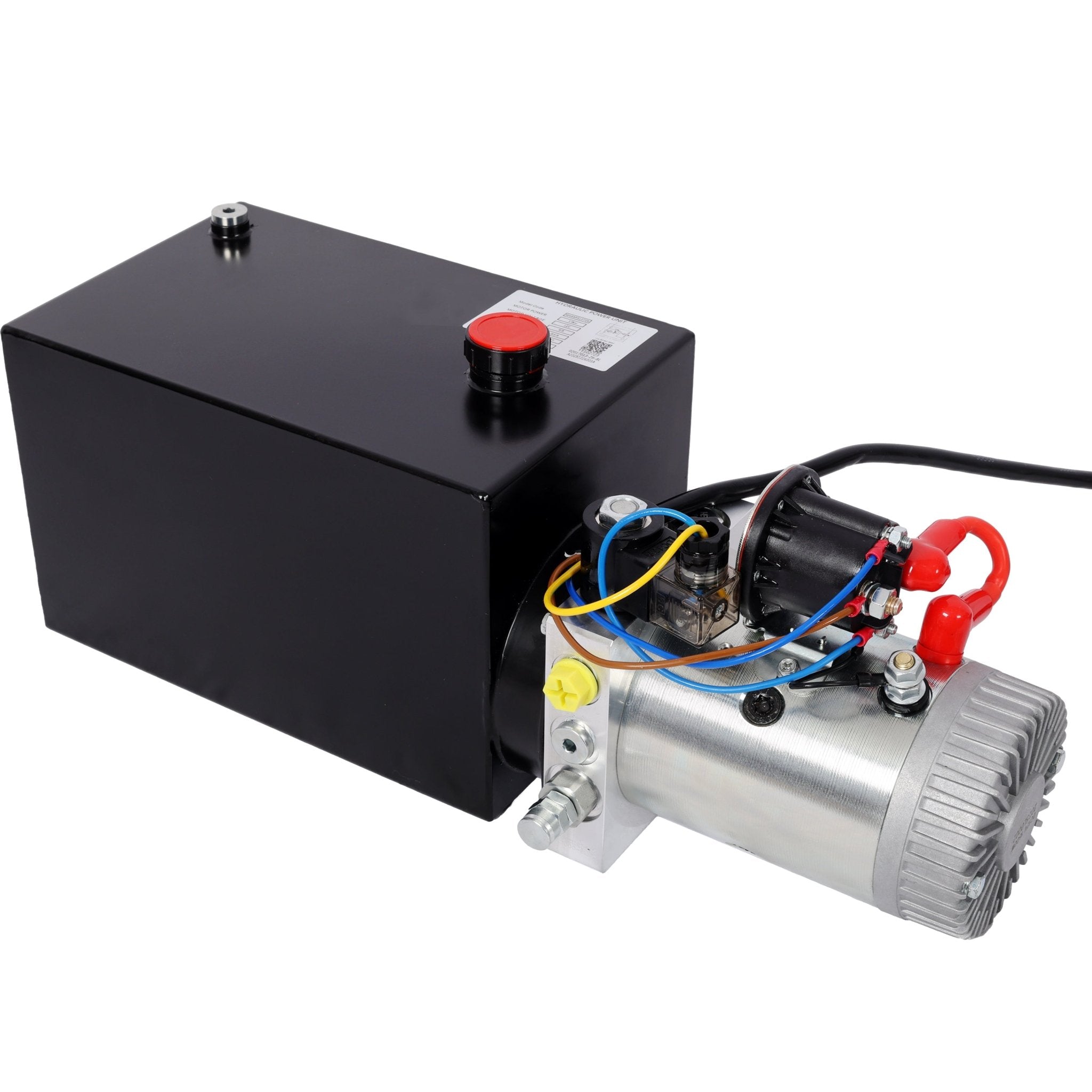 Heavy Duty 12V DC Hydraulic Power Unit 8 Quart Steel Tank Hydraulic Pump for Dump Trailer Lift Gate Wood Splitter Aerial Work Platform and Small Lifting Equipment with Remote Control - Fab Heavy Parts