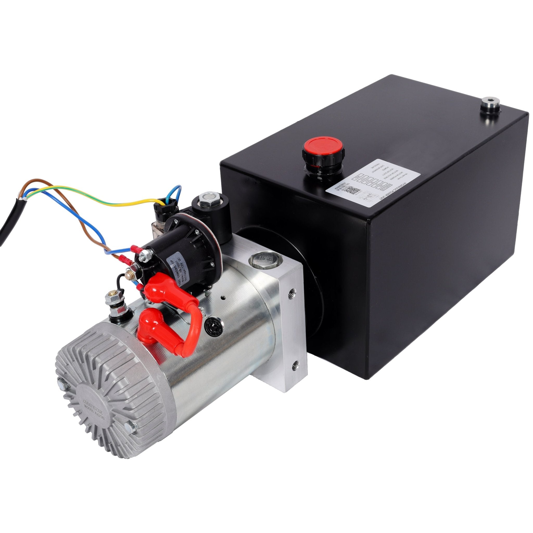 Heavy Duty 12V DC Hydraulic Power Unit 8 Quart Steel Tank Hydraulic Pump for Dump Trailer Lift Gate Wood Splitter Aerial Work Platform and Small Lifting Equipment with Remote Control - Fab Heavy Parts