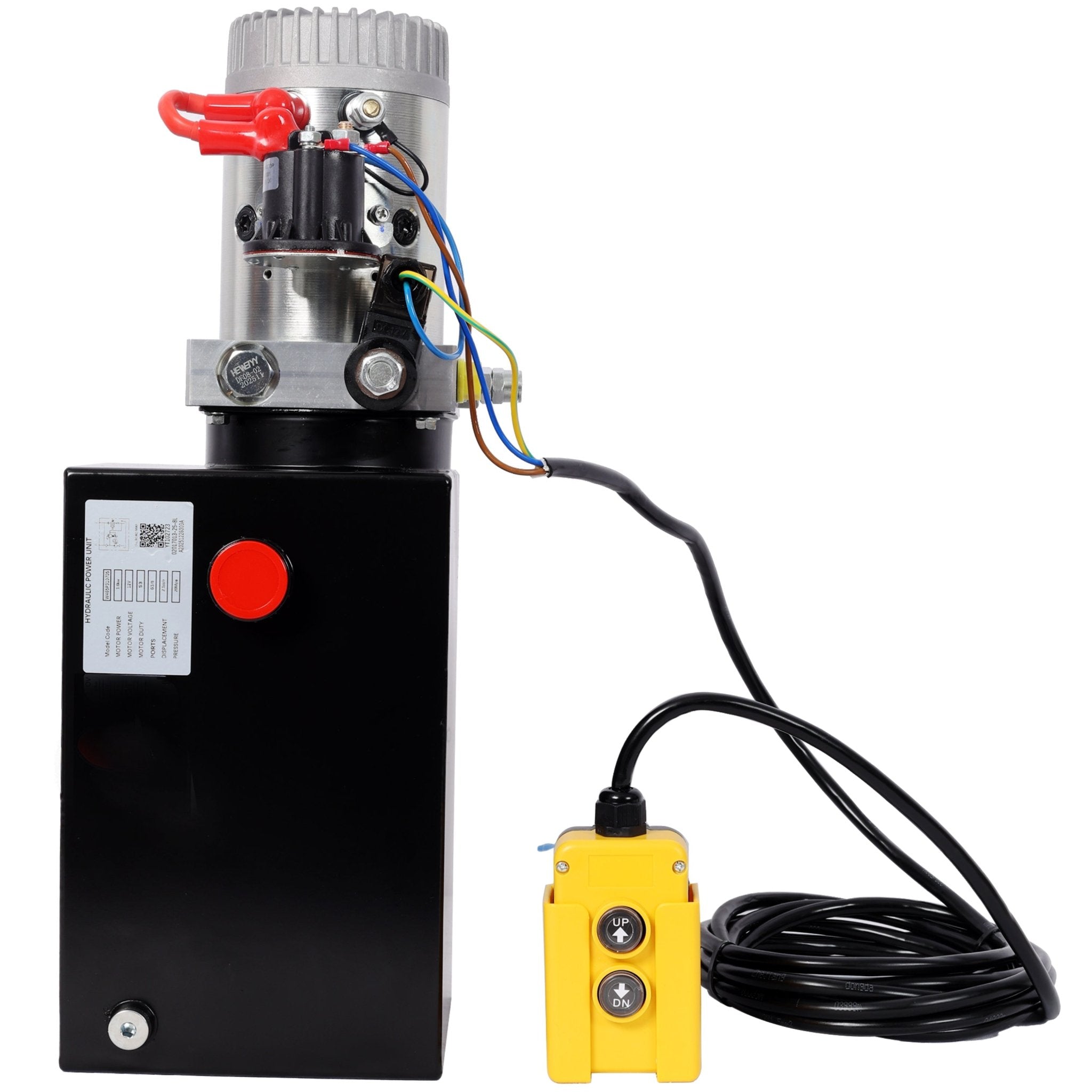 Heavy Duty 12V DC Hydraulic Power Unit 8 Quart Steel Tank Hydraulic Pump for Dump Trailer Lift Gate Wood Splitter Aerial Work Platform and Small Lifting Equipment with Remote Control - Fab Heavy Parts