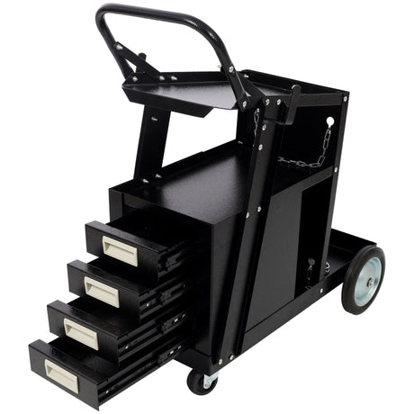 Heavy Duty 2 - Tier 4 Drawers Rolling Welding Cart Portable Welder Storage Trolley with Wheels for MIG TIG ARC Welder Plasma Cutter and Welding Accessories - Fab Heavy Parts